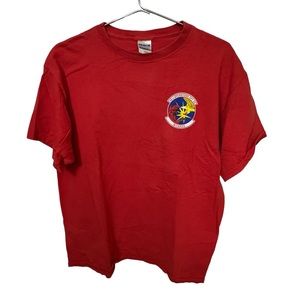 Vintage USAF 56th Operations SPT Squadron WIZARDS Red Men’s L T-Shirt Rarec